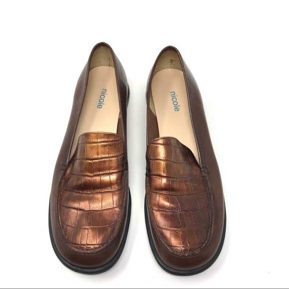 Nicole Shoes - Nicole Brown/Copper Loafers Rubber Soles Size 8M